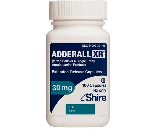 Оригинальная упаковка препарата Аддералл (Adderall XR) 30 мг от производителя Shire.